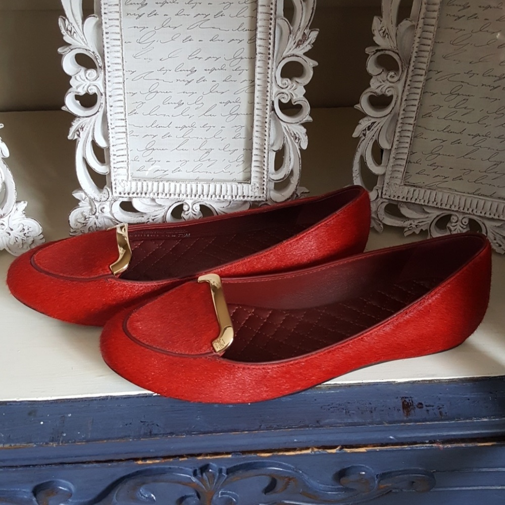 Tory Burch Red Calf Hair Flats size 7.5
